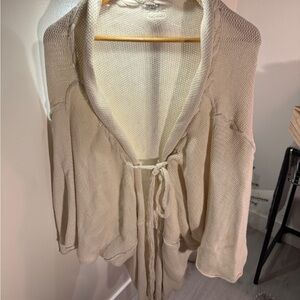 Anthropologie Braez cardigan open romantic tie front braided midi comfort knit M